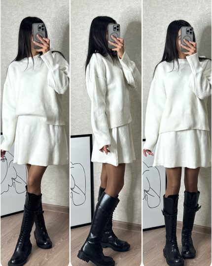 Women's Knit Sweater and Skirt Ensemble