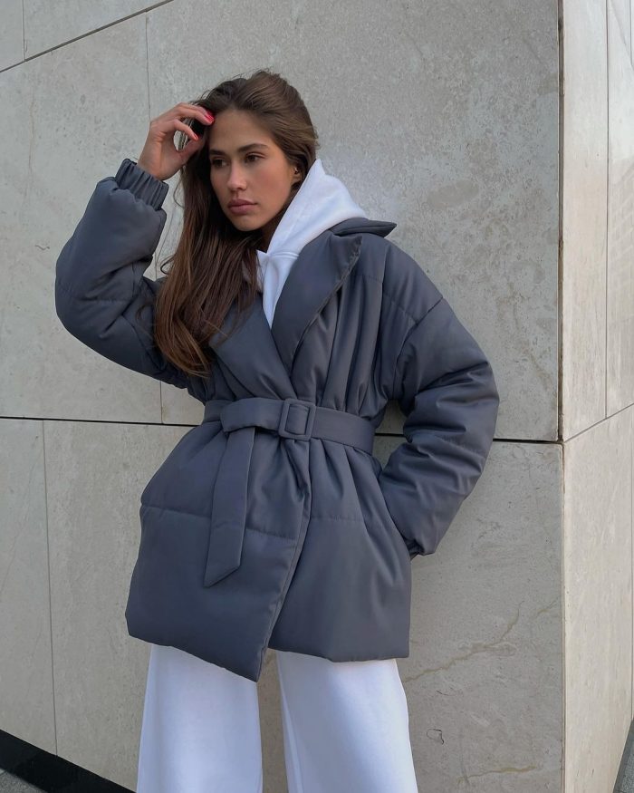 Women's Cotton Winter Coat with Lapel