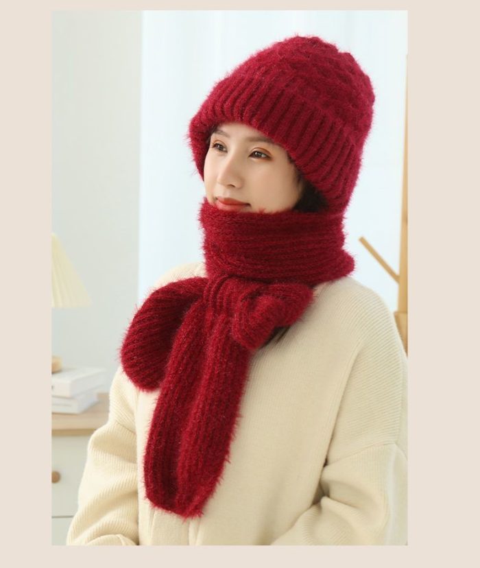 Fleece-Lined Winter Hat and Scarf Set