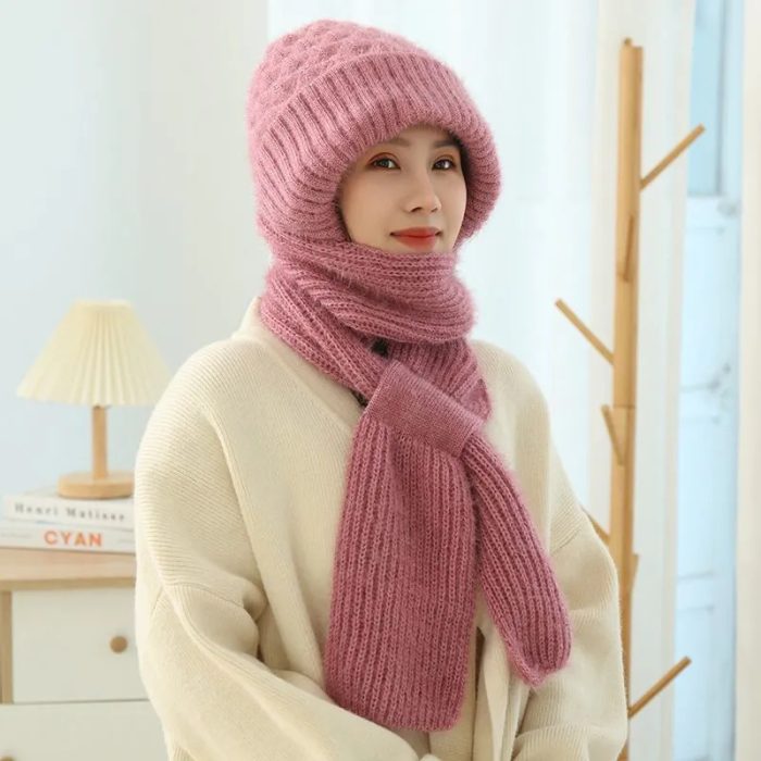 Warm Knitted Beanie and Scarf for Cold Weather