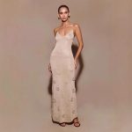 knitted flower suspender dress