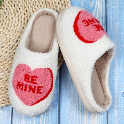 love heart cotton slippers