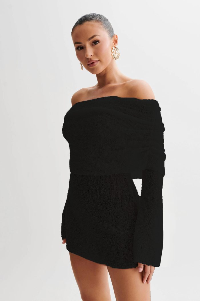 off shoulder long sleeve dress