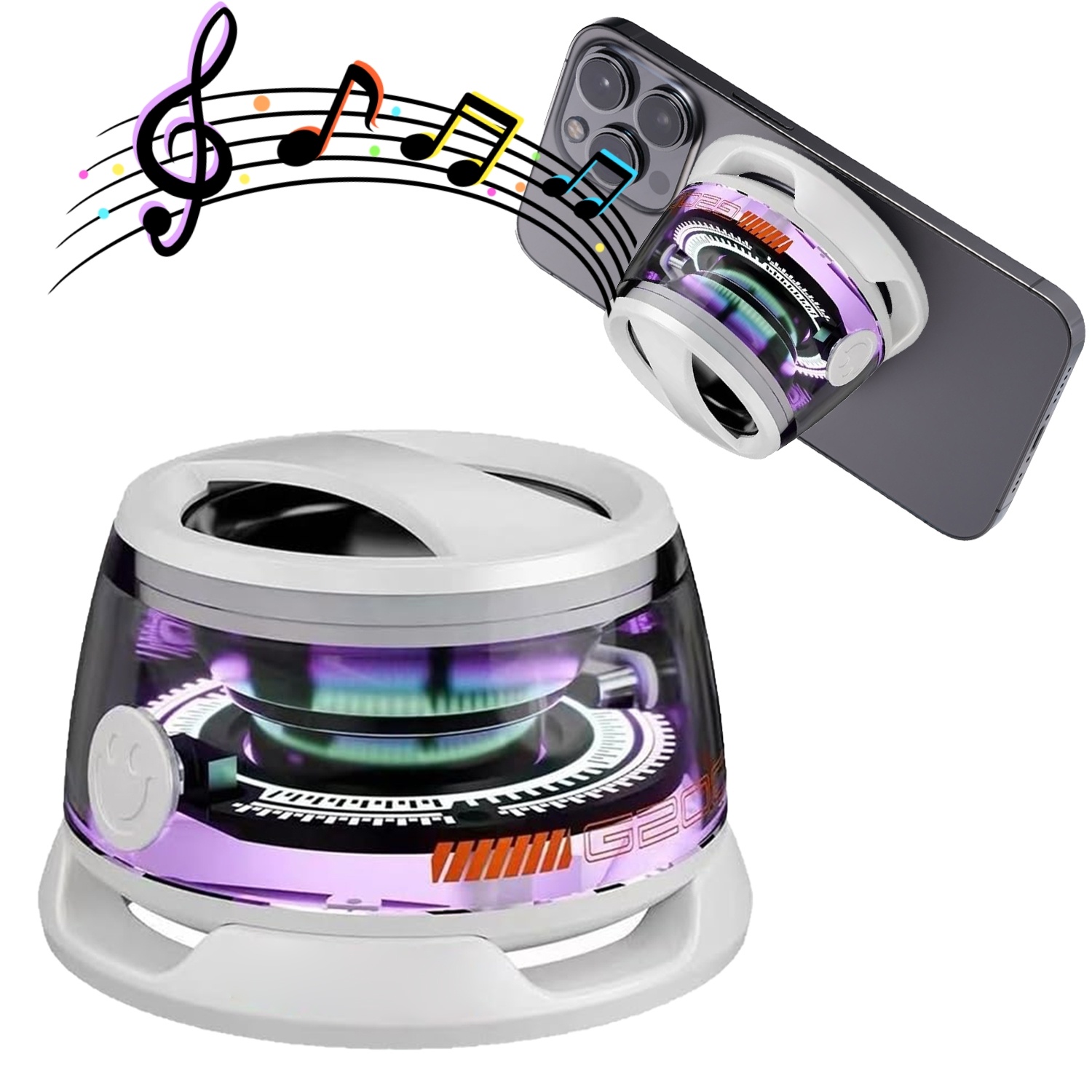 Bluetooth Speaker with RGB Lighting and Magnetic Mobile Holder Bluetooth Speaker