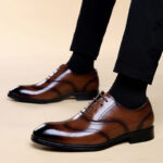 leather brogue office shoes