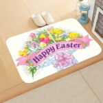 Festive Bathroom Floor Mat with Easter Eggs