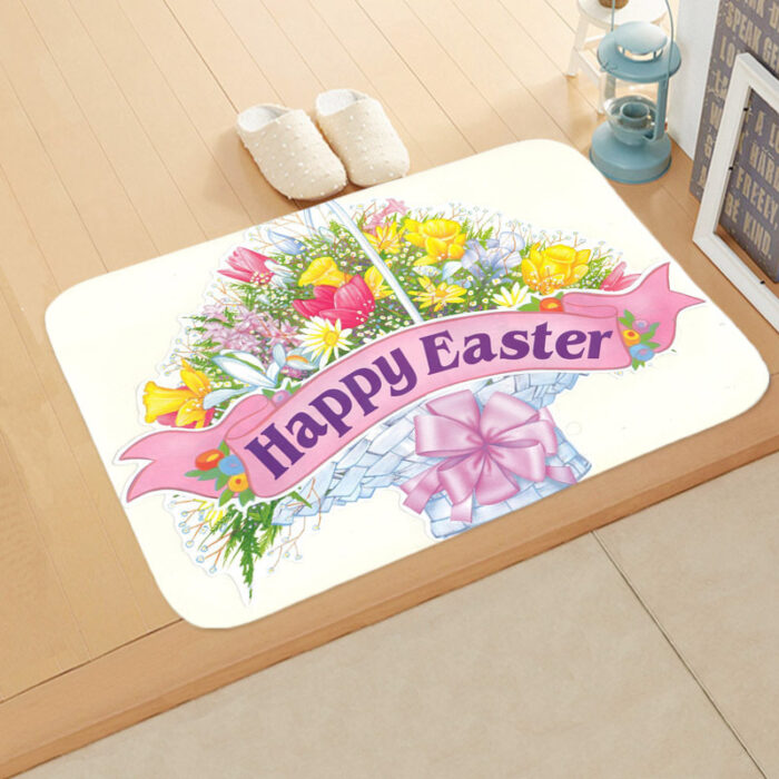 Festive Bathroom Floor Mat with Easter Eggs
