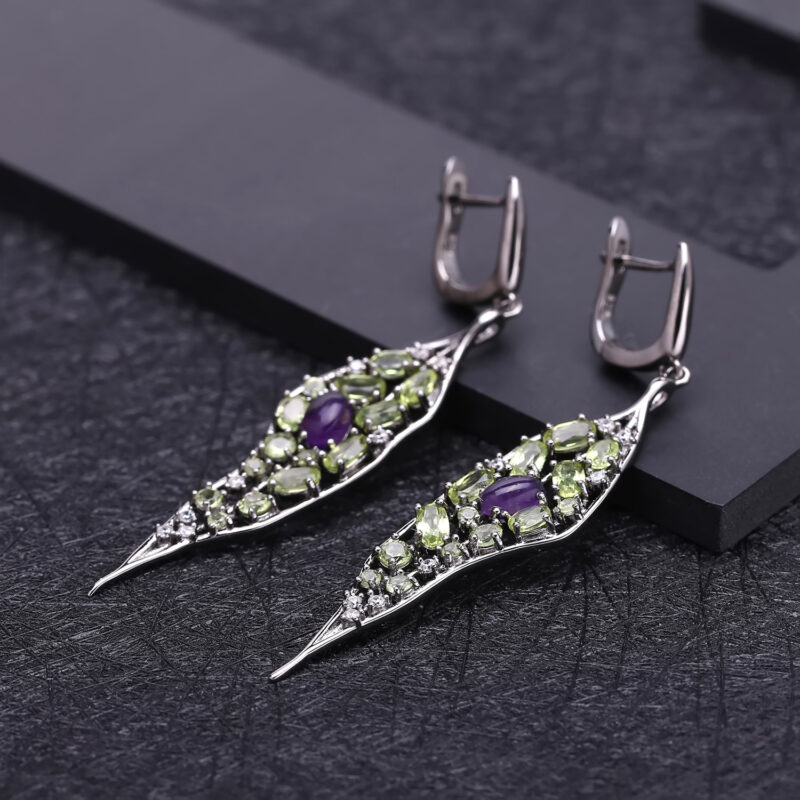 Amethyst Olivine Earrings