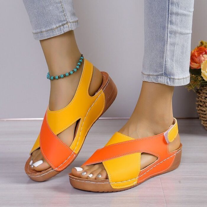 cross strap wedge sandals