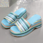 colorful wave print sandals