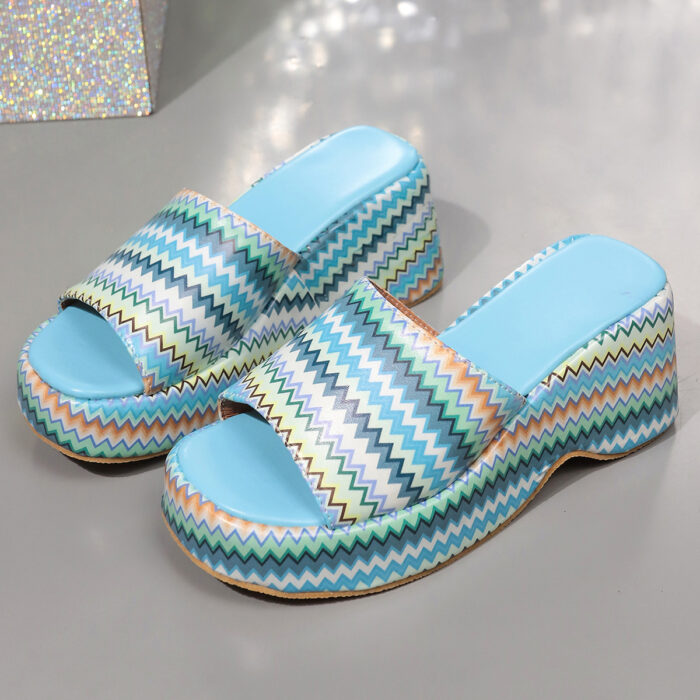colorful wave print sandals