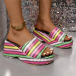 Wave Print Wedge Sandals