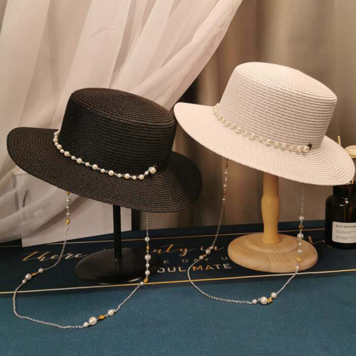 French Retro Pearl Chain Hat