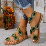 colorful embroidery flat sandals