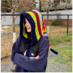 Rainbow Color Ladies Knitted Warm Hat