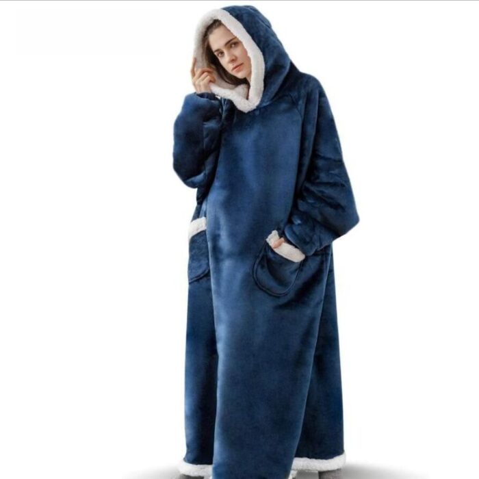 Wearable hoodie blanket with pockets