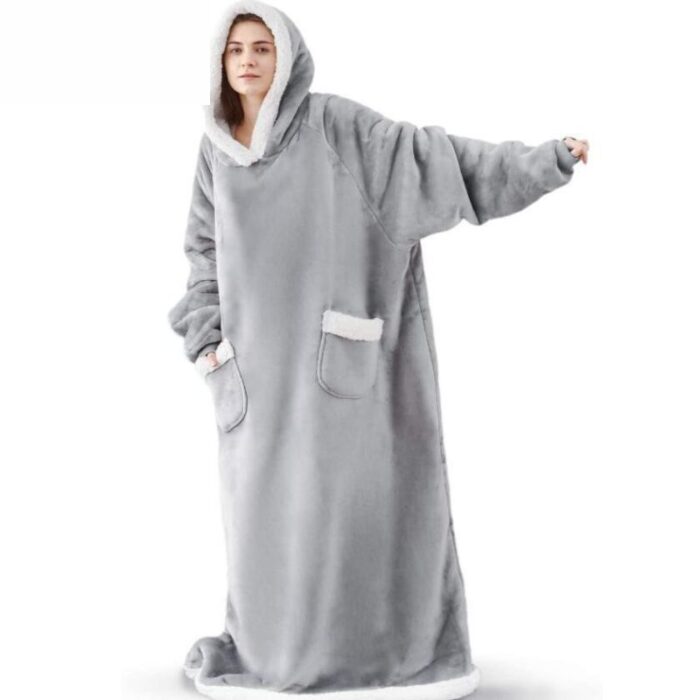 Warm fleece hoodie blanket