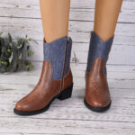 Stylish Denim Patchwork Boots