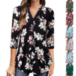 Women’s V-Neck Floral Print Blouse